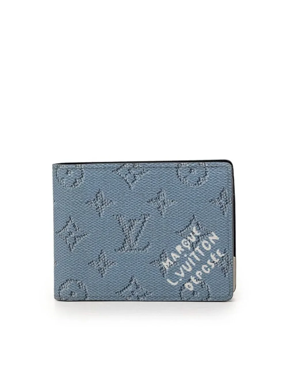 Louis Vuitton Monogram Heritage Portefeuille Multiple Bifold Wallet Blue Leather